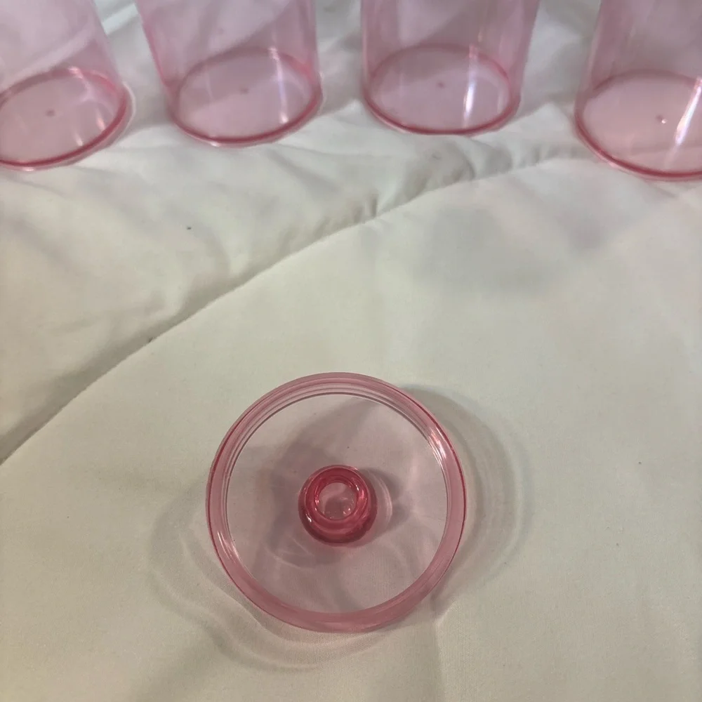 Set of 4 Pink Acrylic Canisters Organizers (Pink)